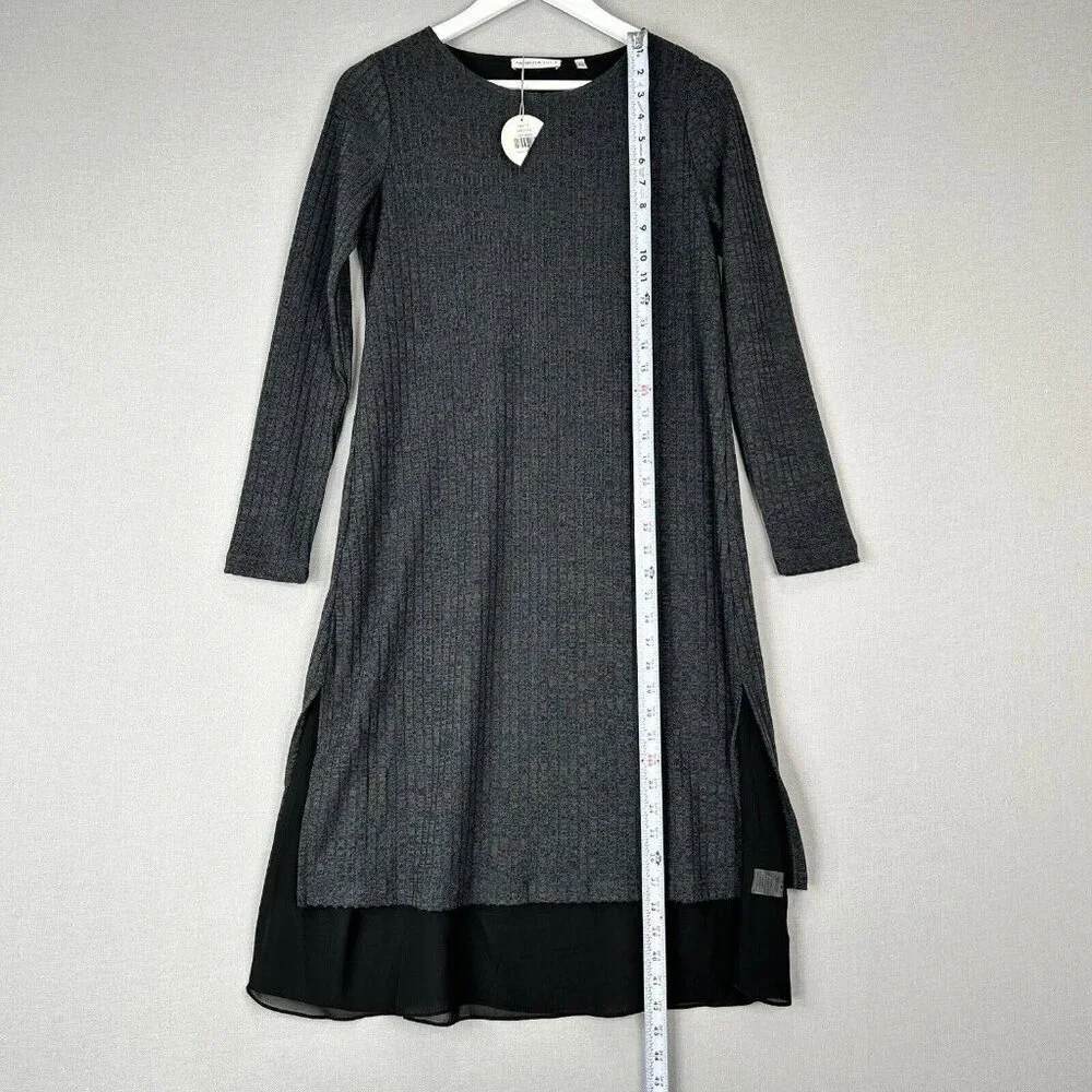 Patrizia Luca Womens Dress‎ Extra Small Gray Ribbed Sweater Travel Minimalist